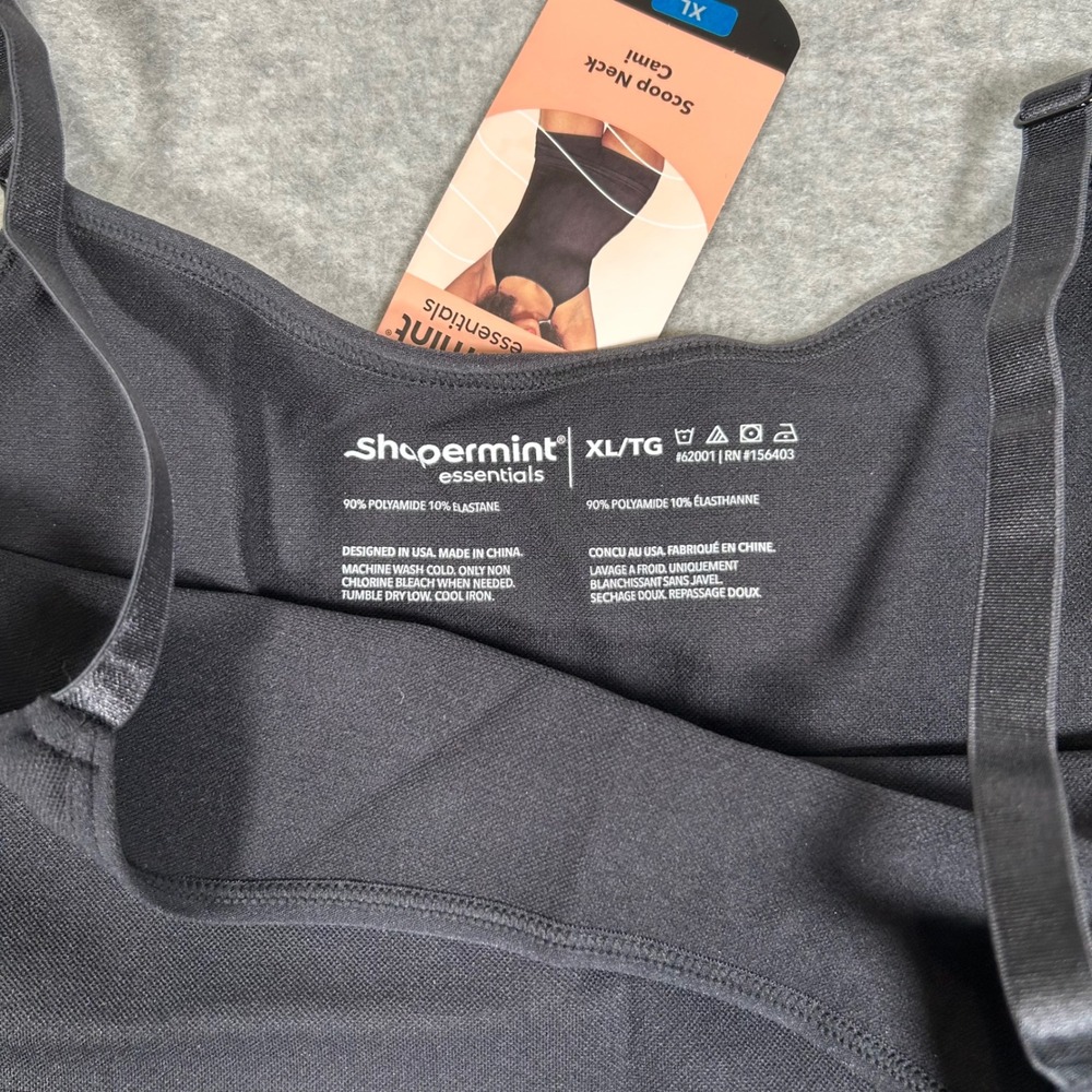 Shapermint Essentials Scoop Neck Cami Womens XL Black‎ Tank Top Adjustable - Picture 4 of 6